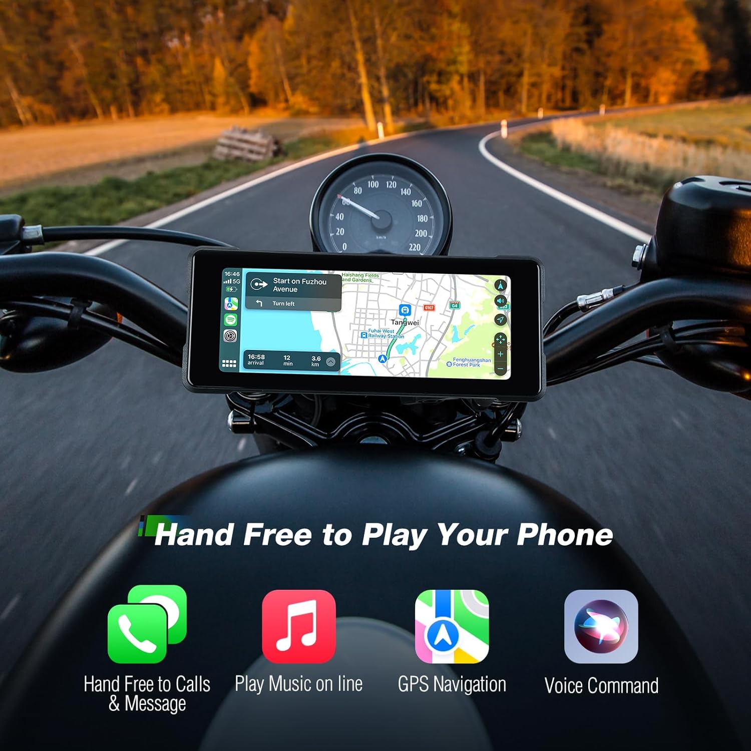 Carlikeit MT3 Motorcycle Wireless Carplay Screen