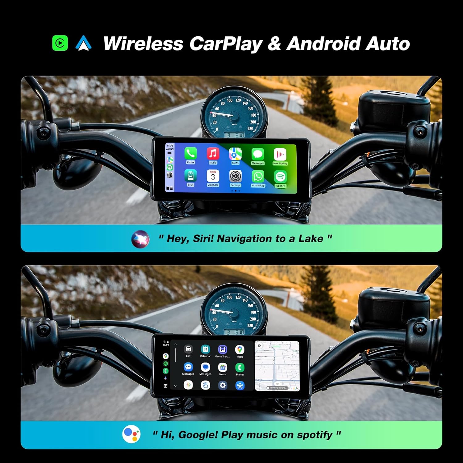Carlikeit MT3 Motorcycle Wireless Carplay Screen