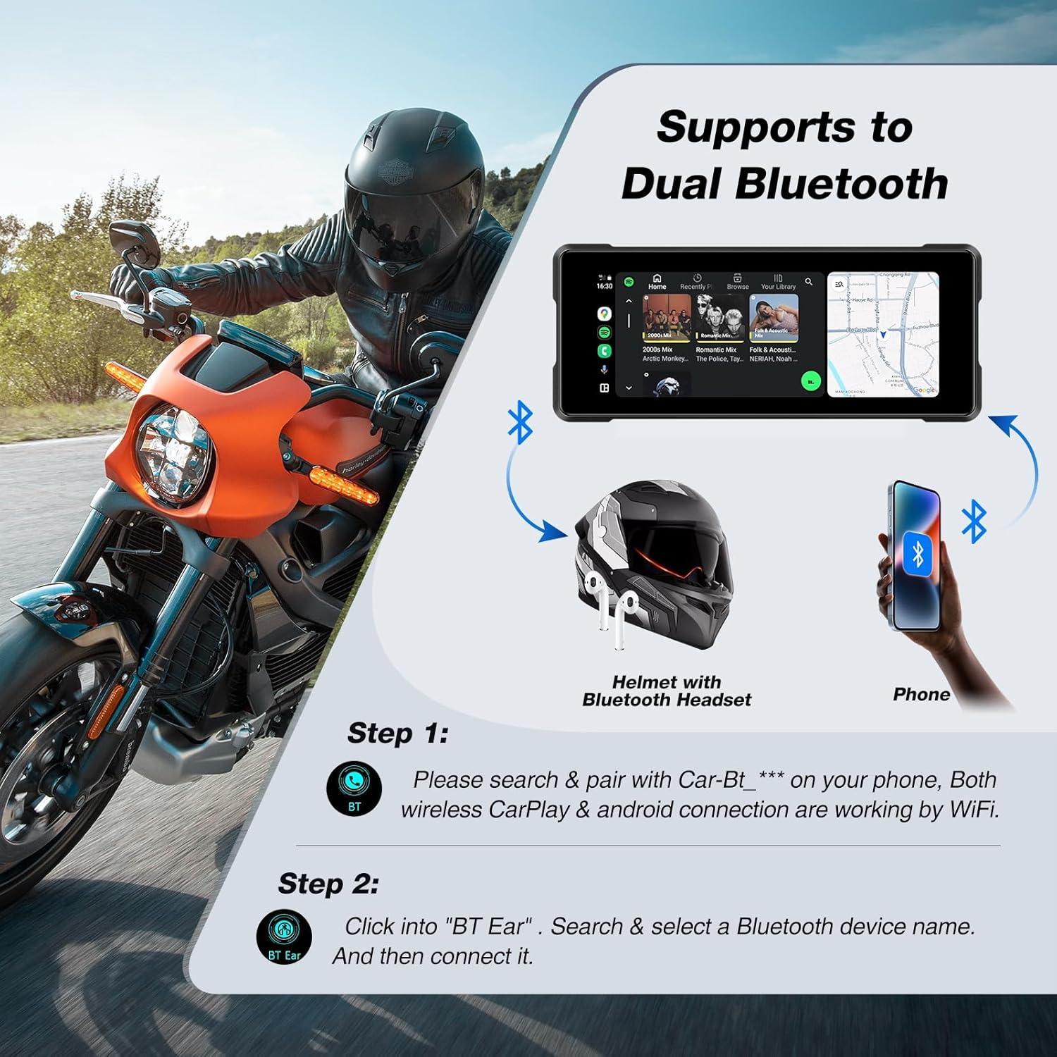 Carlikeit MT3 Motorcycle Wireless Carplay Screen
