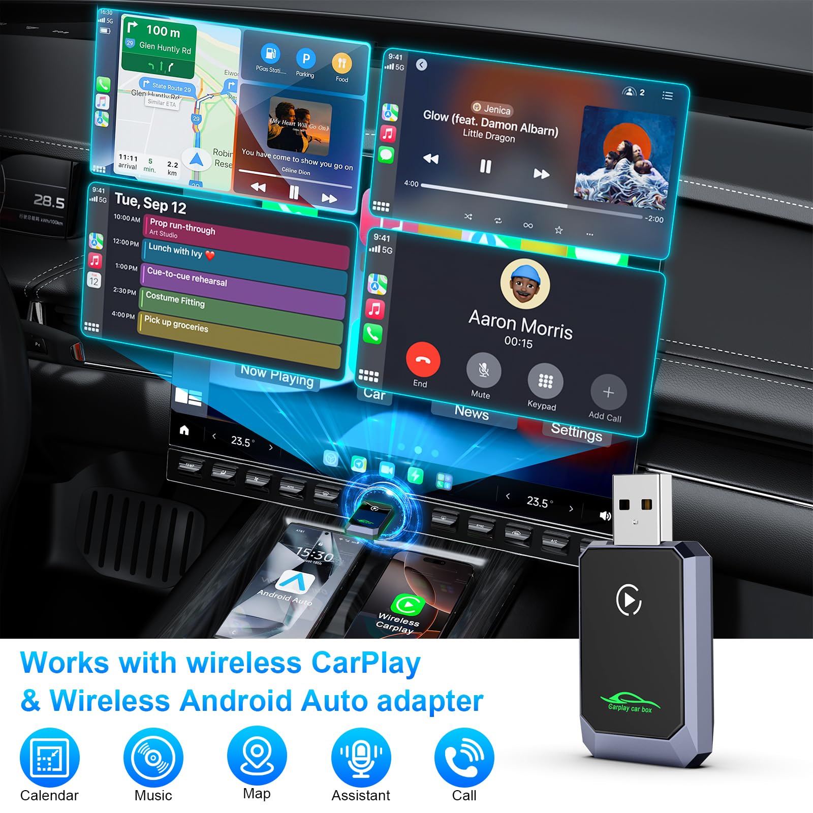 Carlikeit U3 Wireless Carplay Android Auto Adapter