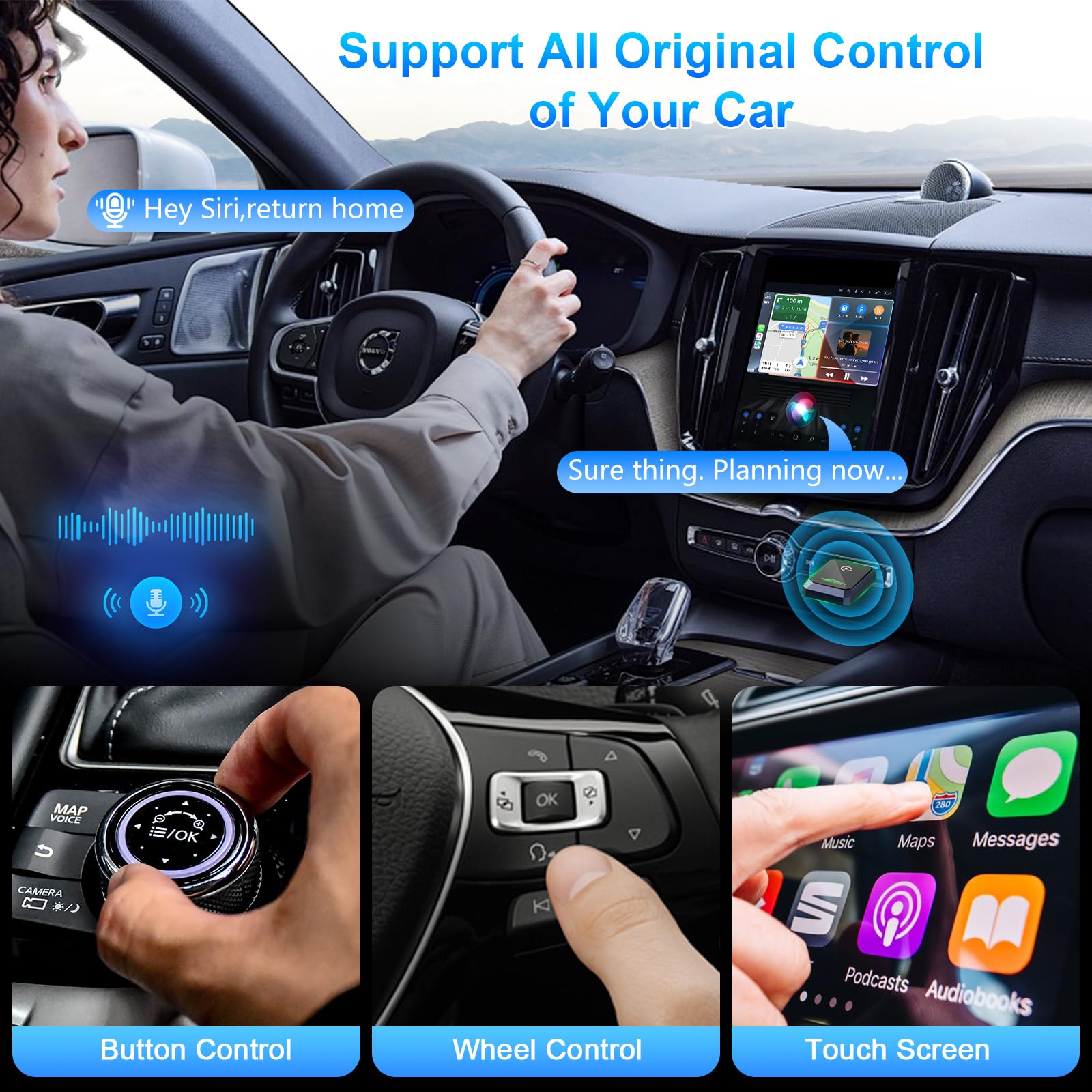 Carlikeit U3 Wireless Carplay Android Auto Adapter