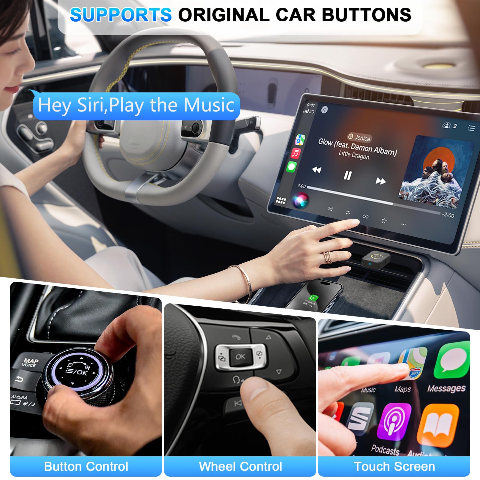 Carlikeit U2 Wireless Carplay Android Auto Adapter