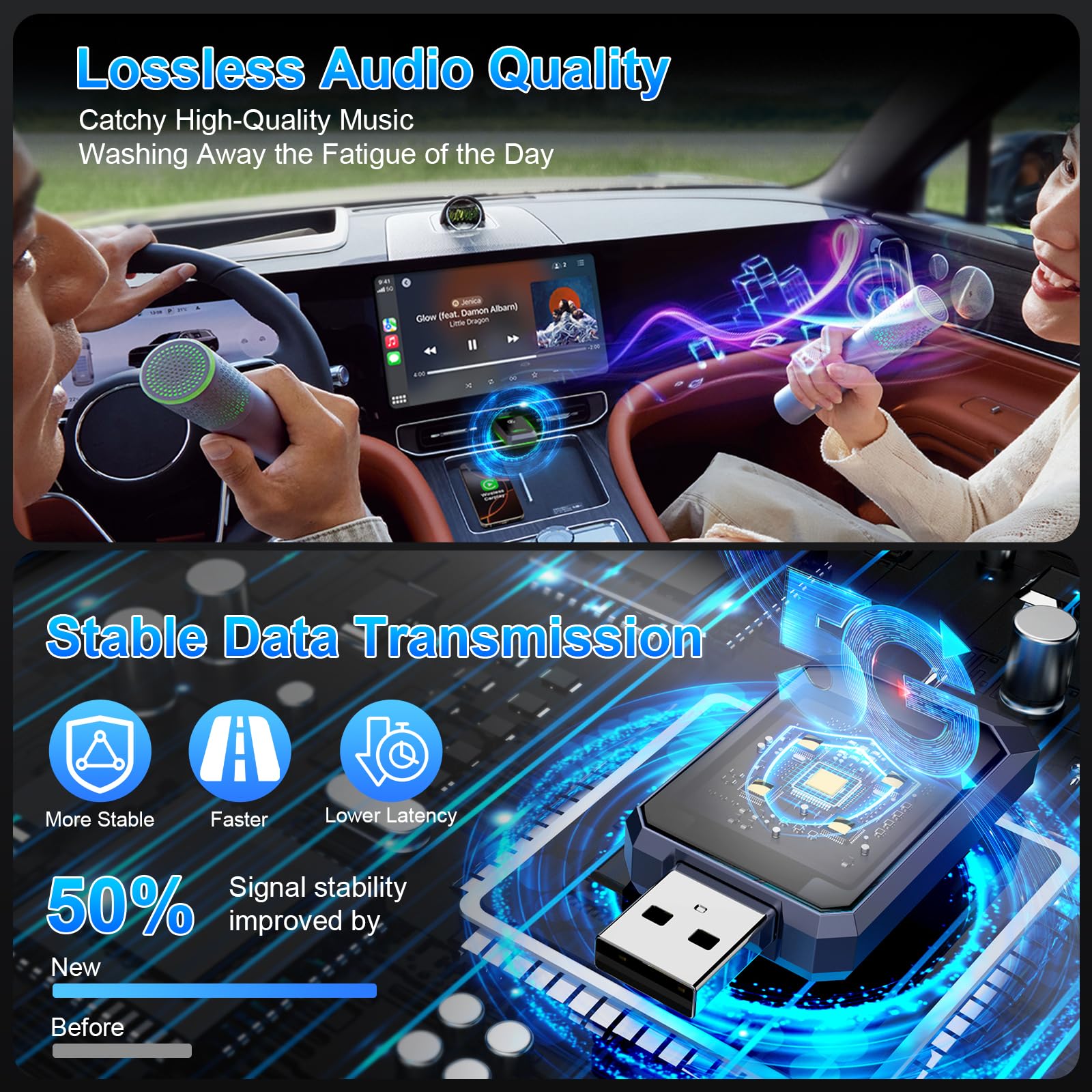 Carlikeit U3 Wireless Carplay Android Auto Adapter