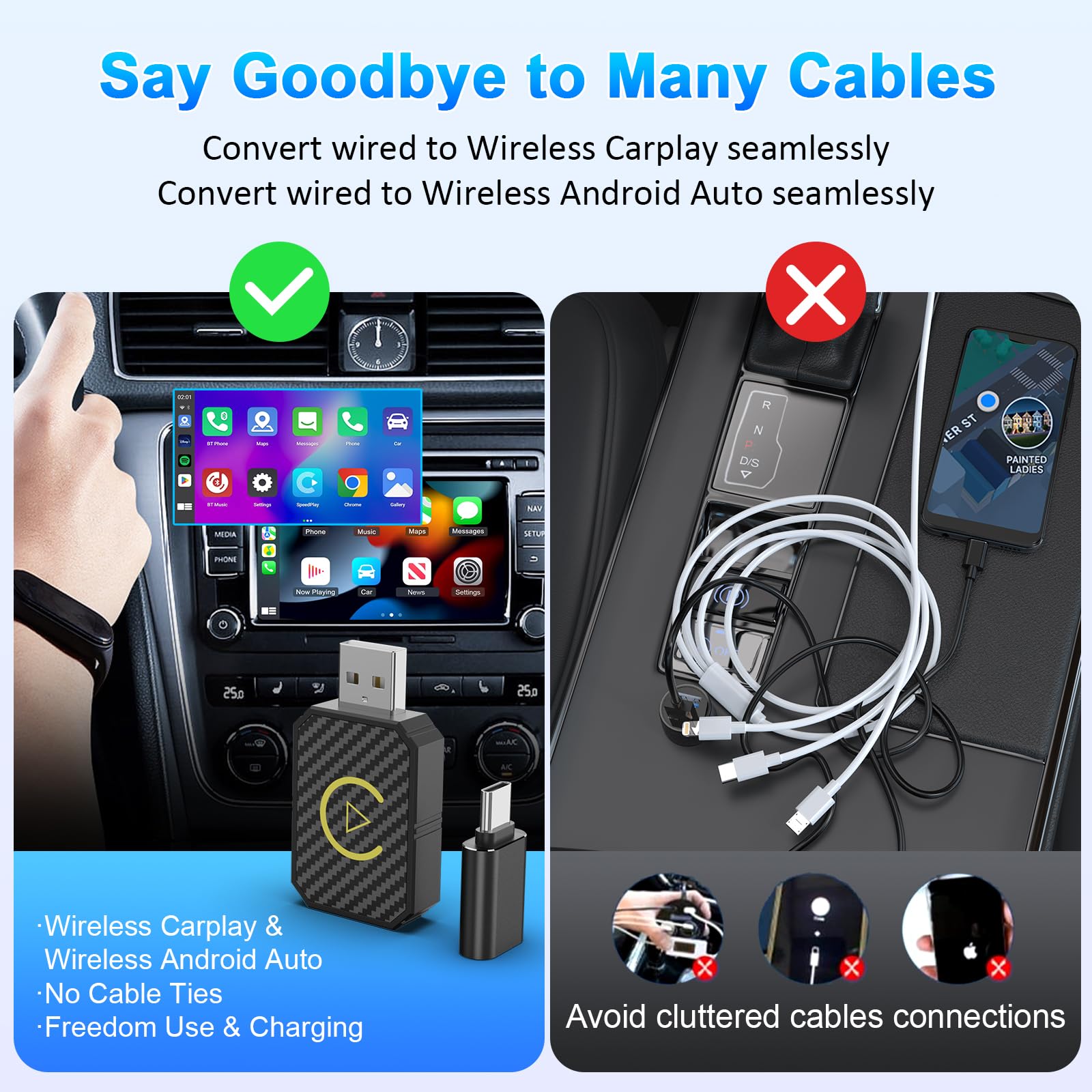Carlikeit U2 Wireless Carplay Android Auto Adapter