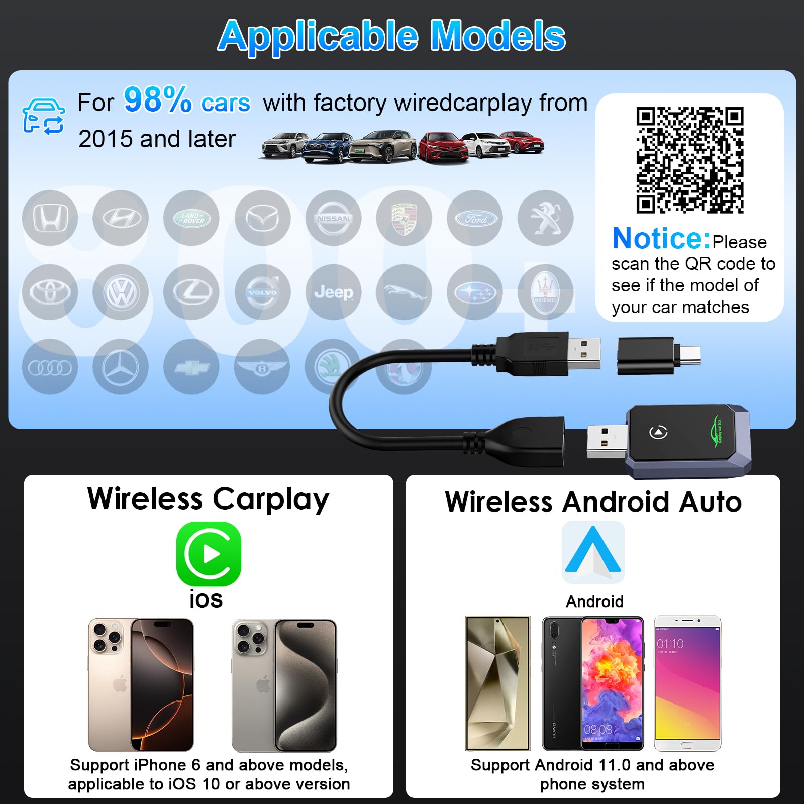 Carlikeit U3 Wireless Carplay Android Auto Adapter