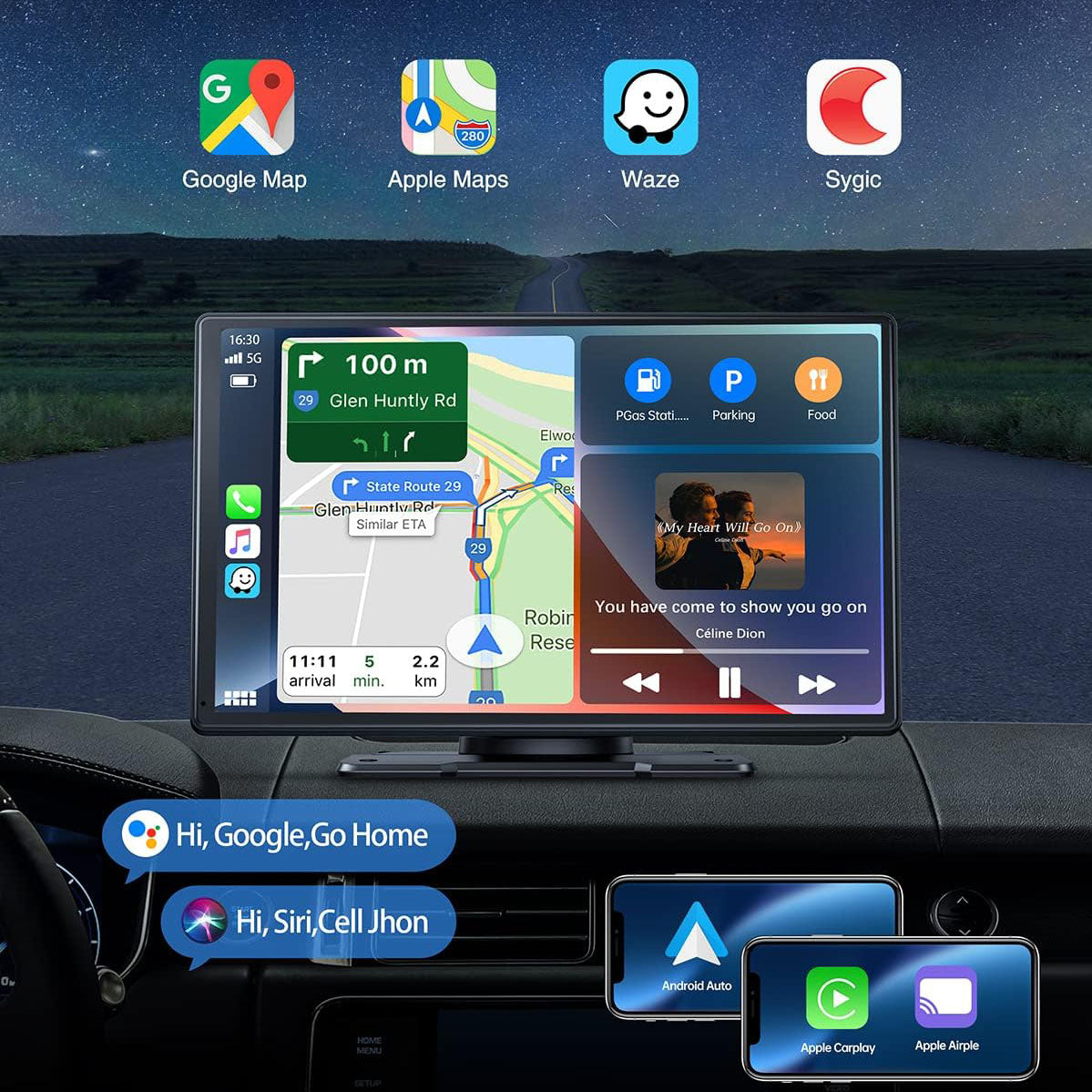 9" Carlikeit TS3 Wireless CarPlay&Android Auto Touch Screen