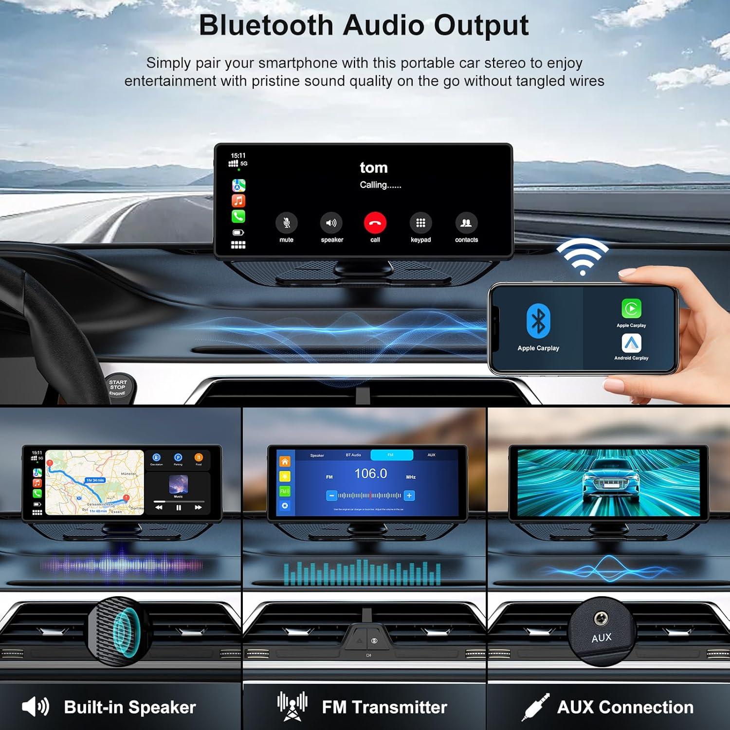 Carlikeit TS2 10.26&quot; Wireless CarPlay &amp; Android Auto IPS Touch screen