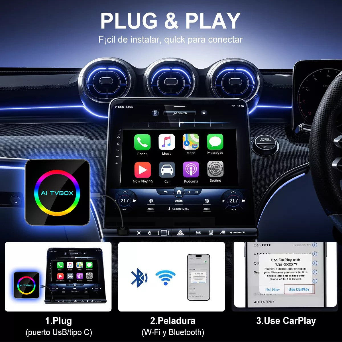 Carlikeit OB4 Wireless Carplay Android Auto Adapter Box