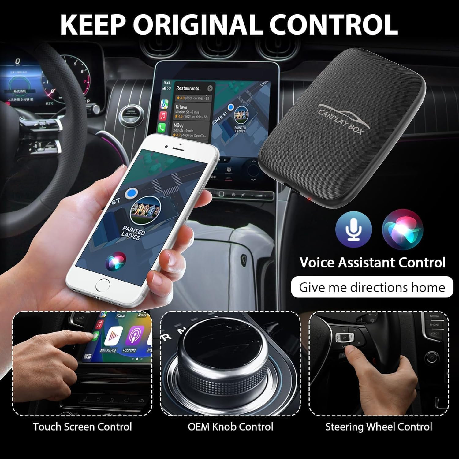 Carlikeit OB2 Wireless CarPlay Android Auto AI Box