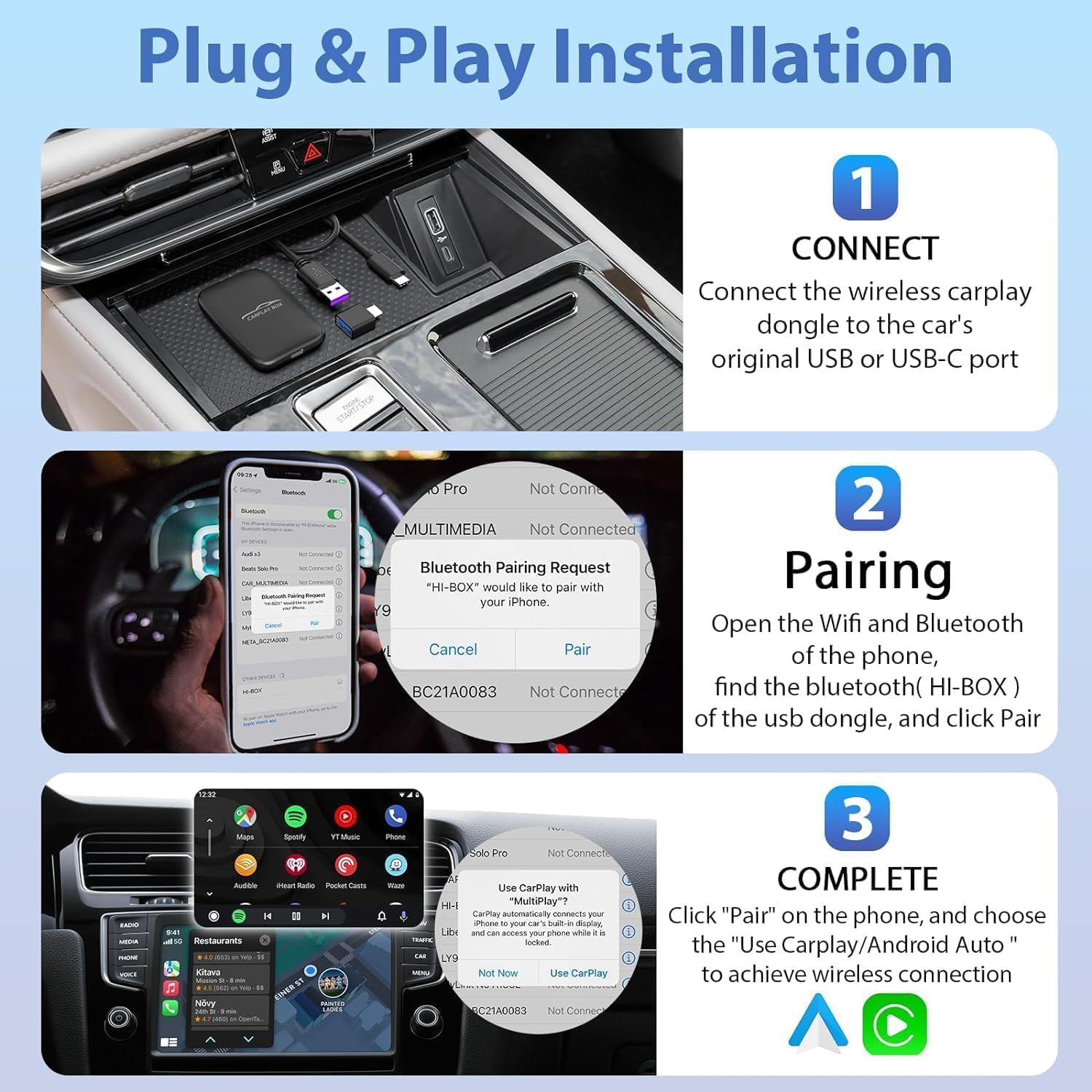 CarlikeitOB2 Wireless CarPlay Android Auto AI Box