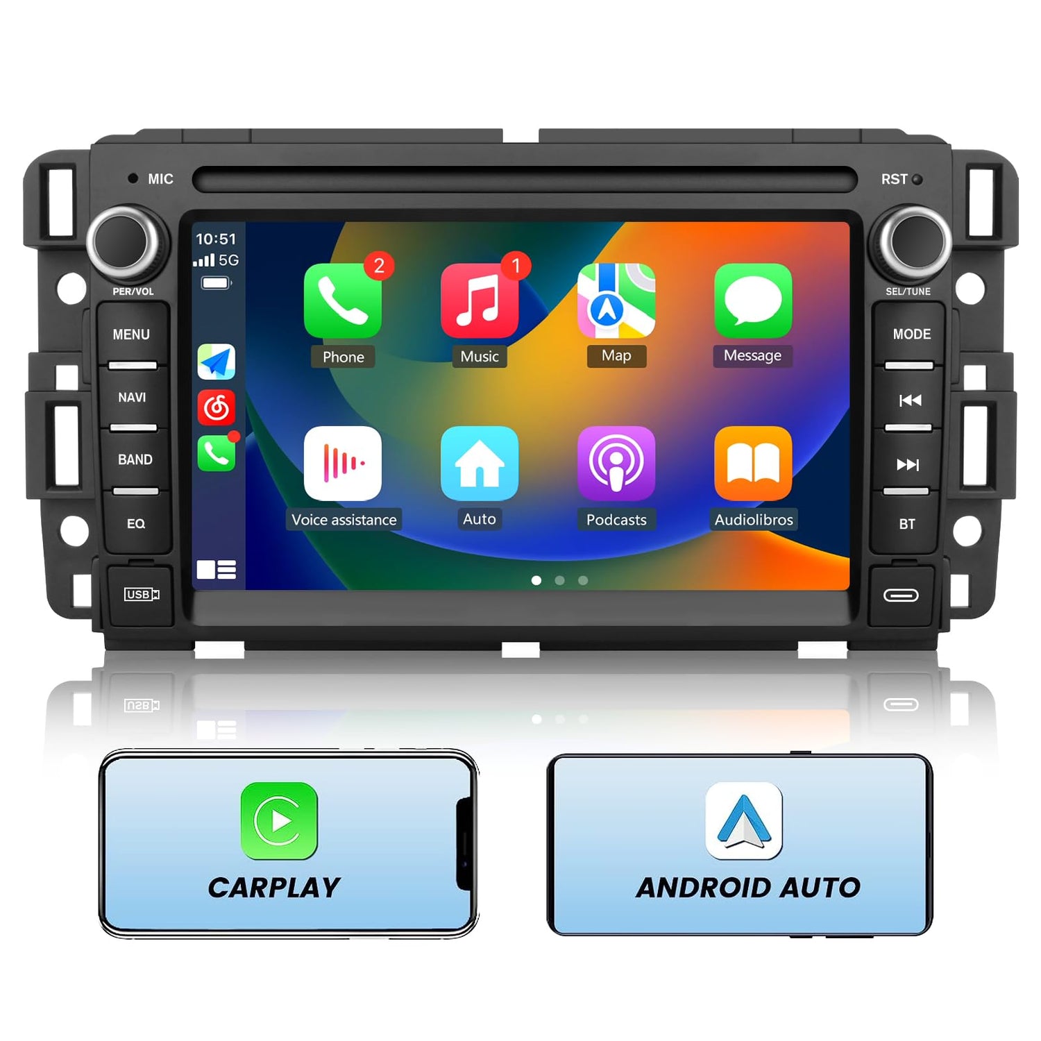 Carlikeit CB1 Car Stereo Wireless CarPlay for Chevrolet GMC Buick