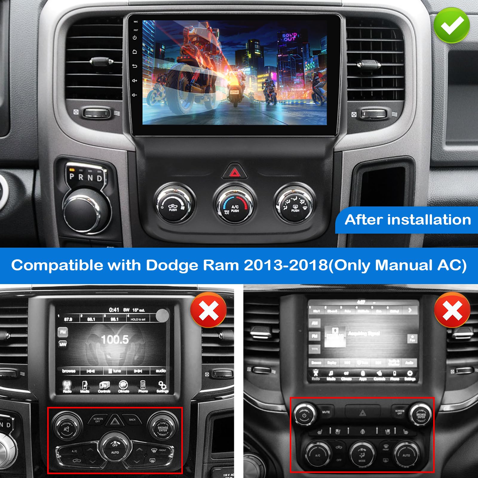 Carlikeit DG1 Car Stereo Wireless CarPlay Android Auto for Dodge RAM