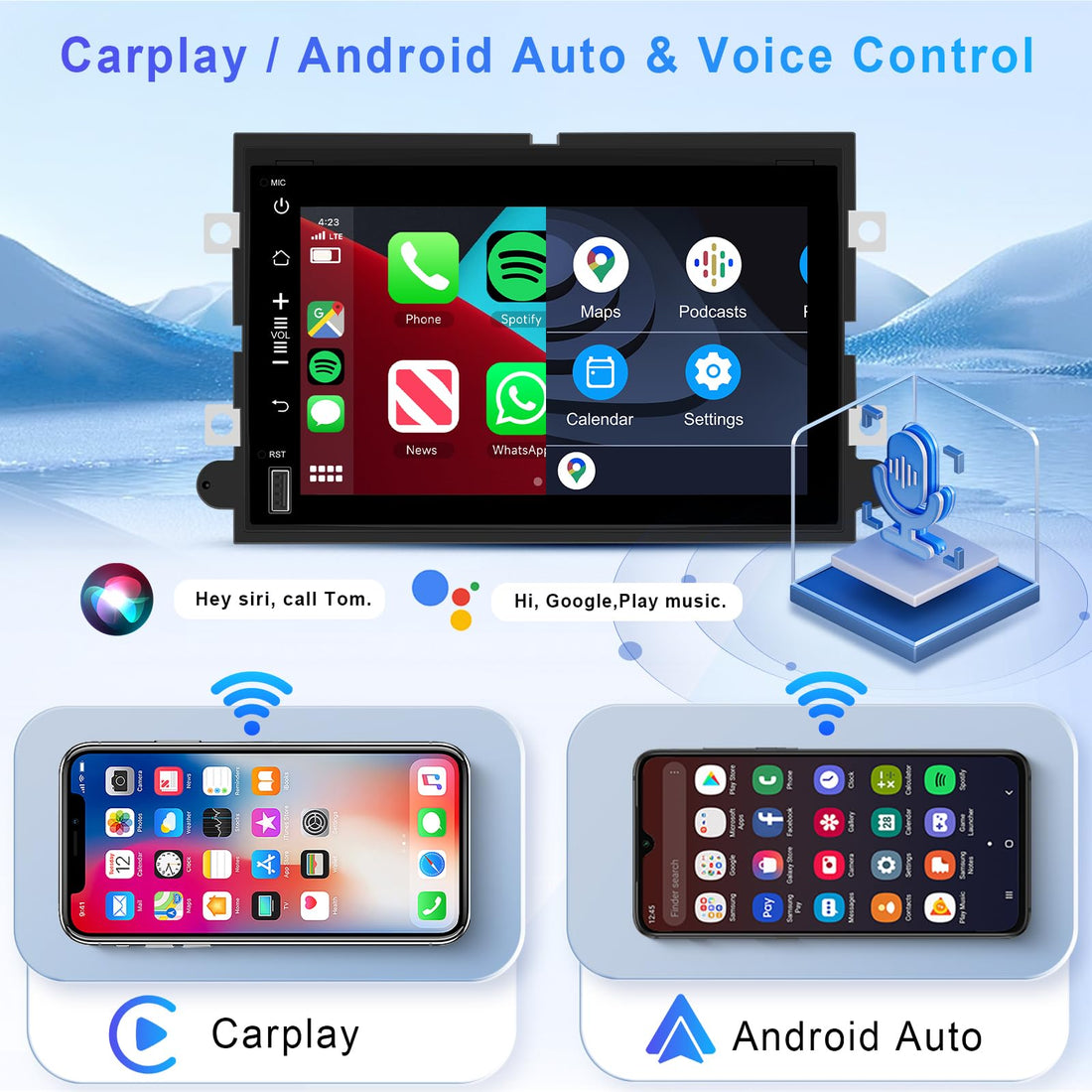 Carlikeit FD1 Car Stereo Wireless CarPlay For Ford F150/F250/F350