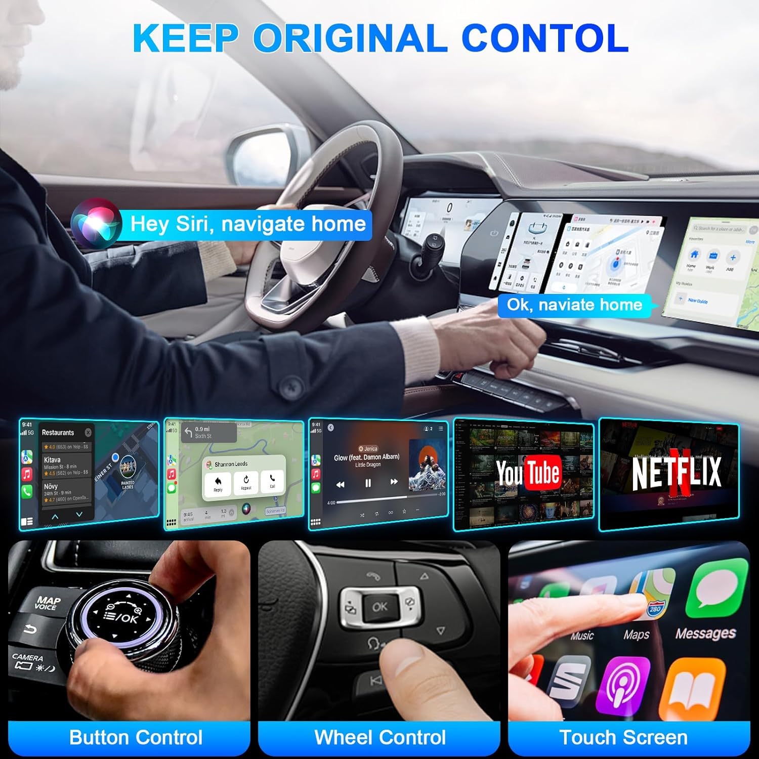 Carlikeit OB3 Wireless Carplay Android Auto Adapter