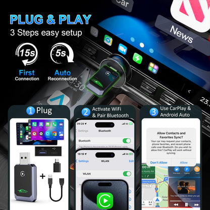 Carlikeit U3 AIR Wireless Carplay Android Auto Adapter