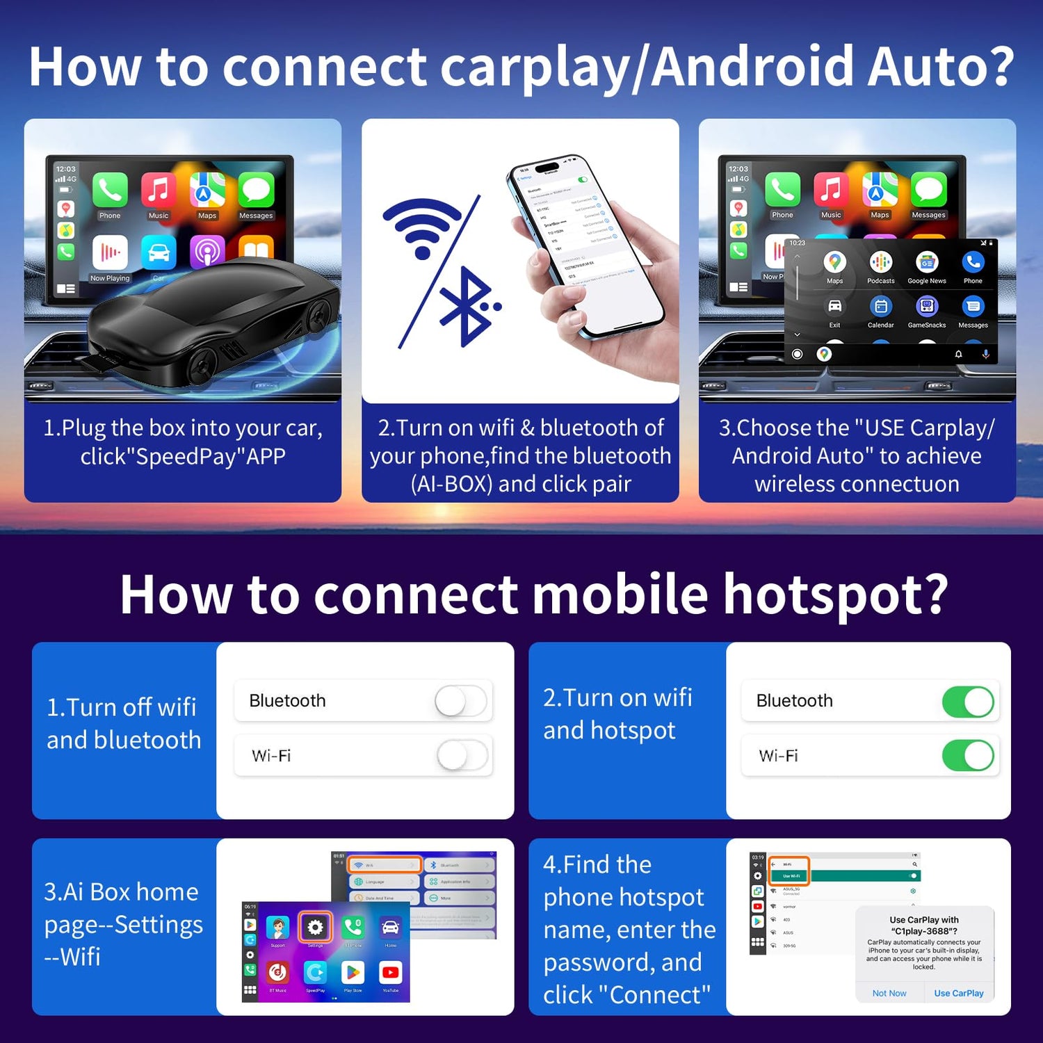 CarlikeitOB3 Wireless CarPlay Android Auto AI Box