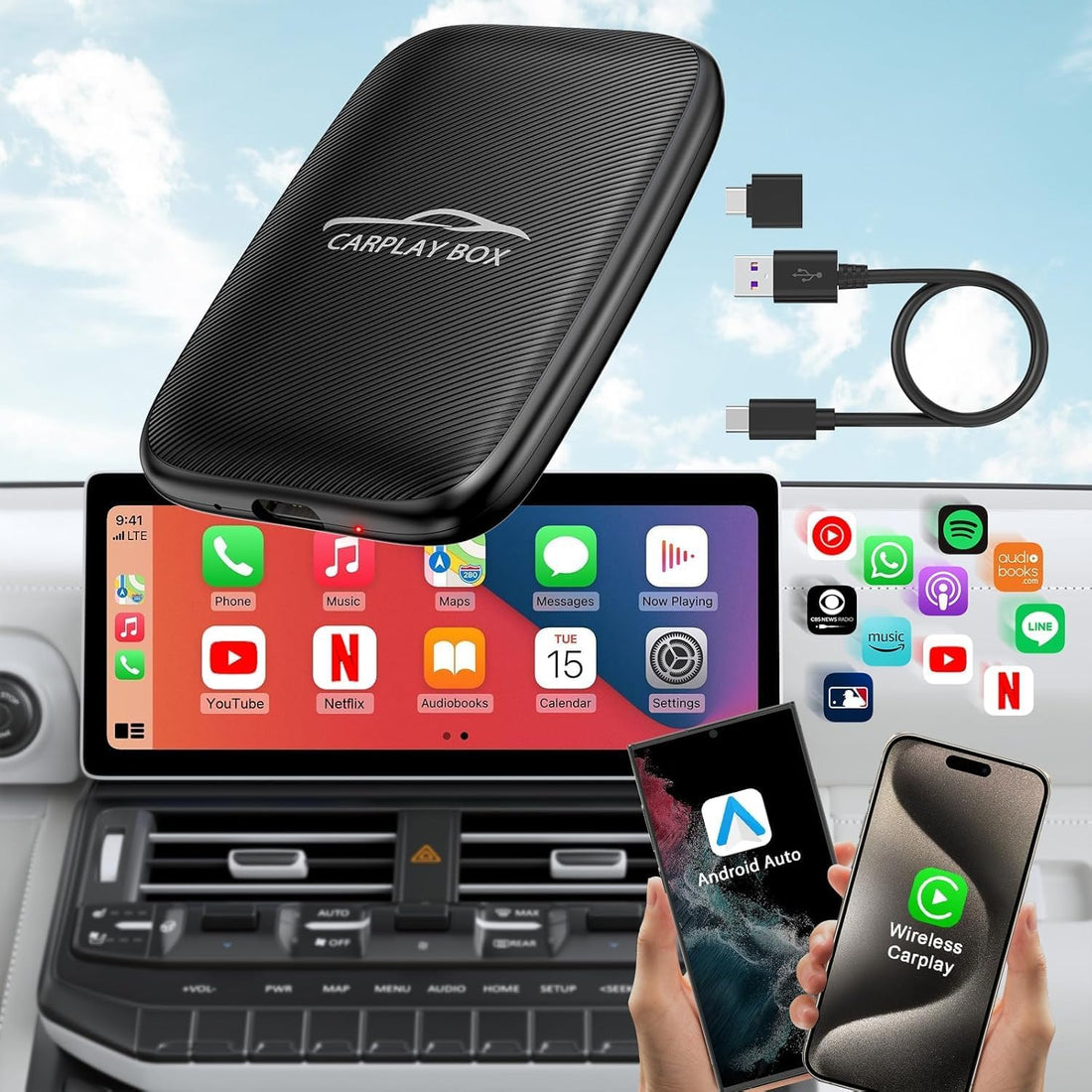 CarlikeitOB2 Wireless CarPlay Android Auto AI Box